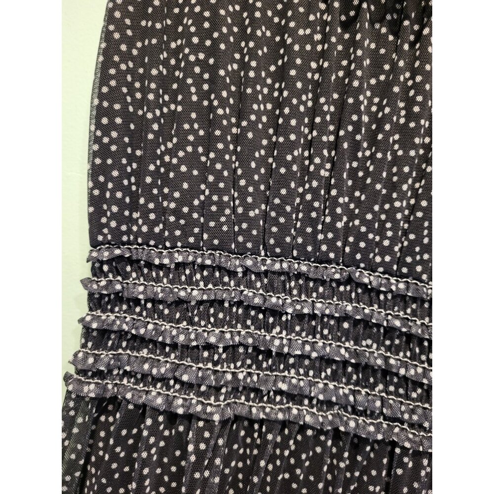 Black Polkadot Sleeveless Tiered Midi Dress Sz L Max Studio Dark Cottagecore - Picture 4 of 8